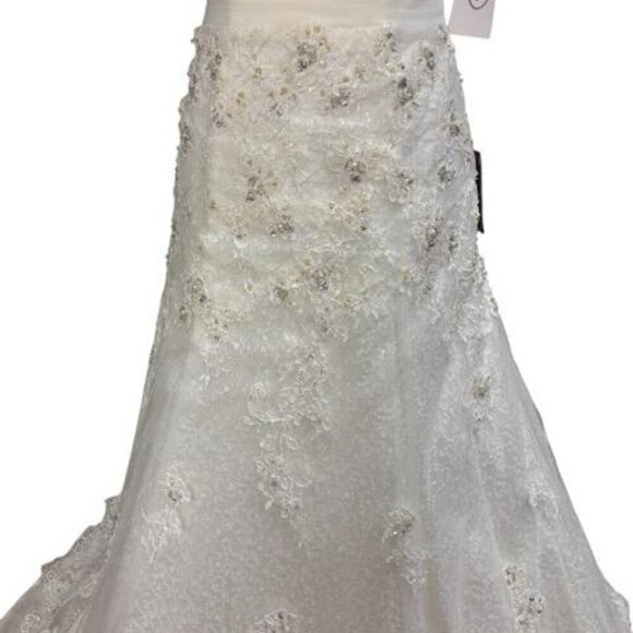 Demetrios Ivory Lace Embroidered Beaded Strapless Wedding Gown - Picture 4 of 5